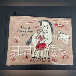Pink Novelty Zip Pouch - Horse & Girl Graphic